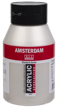 Amsterdam Standard Series Acrylic Paint 1000 ml - Silver 800 - High Quality Semi-Opaque Lightfast Medium Viscosity Satin Finish - Versatile Durable Formula for Artists
