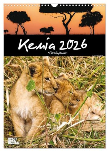 Kenia – Terminplaner (Wandkalender 2026 DIN A3 hoch), CALVENDO Monatskalender: Monatskalender mit 12 Bildern aus Kenias Nationalparks - mit ausreichend Platz für Ihre Termine. (CALVENDO Orte)