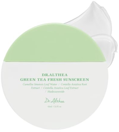 Dr. Althea Green Tea Fresh Sunscreen | Feuchtigkeitsspendende Sonnencreme | Nicht klebrige Make-up-Basis | SPF50+ PA++++ | 45 ml