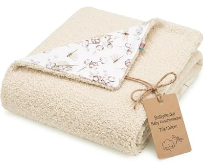 Babydecke 100x75 cm Kuschelige Kuscheldecke für Neugeborene & Babys | Bouclé Lammfell-Optik | Weiche Schmusedecke | Antiallergen & Warm | Ideal für Kinderwagen & Wiege