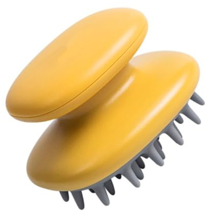 Anneome Handliches Silikon Shampoo Massagekamm Tiefenreinigender Kopfhautreiniger mit Weichen Noppen Tragbarer Haarpflegekamm für Tägliche Kopfmassage und Schutz der Haarwurzeln Gelb