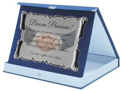 Tecnocoppe Placa de regalo para jubilación | Placa de recuerdo de jubilación | Felicitaciones empleado jubilado, reconocimiento ofrecido por compañeros | Estuche azul y plateado