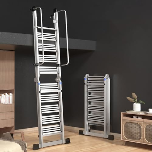 Dachbodentreppe Hochbelastbare Sicherheitstreppe für den Dachboden, Faltbare Dachbodentreppe mit Sicheren Haken, Platzsparende Dachboden und Dachtreppe für den Hausgebrauch(8 Step-245cm (8ft))