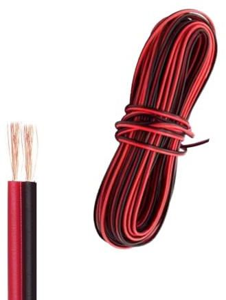 GAYSHI 10 Meter 22AWG Elektrischer Draht, 2 Poliges Kabel, Verzinnter Kupferdraht Rot und Schwarz, Verlängerungskabel für LED Strip und Glühbirne