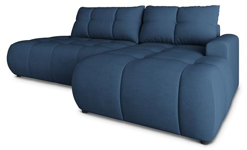 Masseno Ecksofa FLUMA CL R-S mit Schlaffunktion L-Form, Modern Sofa mit Bettkasten, Wohnzimmersofa, Couch, Soffa, Bettsofa, Couchgarnitur - Blau, Castel 79