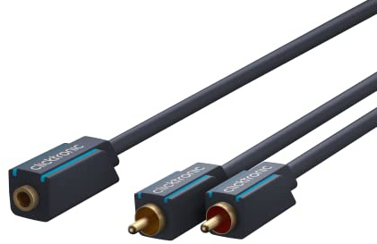 Clicktronic 1 x 3,5mm Buchse auf 2 Cinch Stecker /AUX Adapterkabel / zur Verbindung von Geräten mit 3,5mm Klinkenstecker wie Kopfhörer mit Hi-Fi-Anlagen, Verstärkern oder Lautsprechern, 0,1m