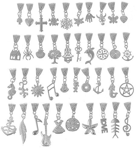 RUBYCA - Brazalete con abalorios de metal chapado en plata blanca tibetana