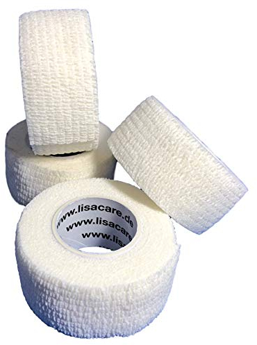 LisaCare Fingerpflaster selbsthaftend - elastisches, wasserfestes, staub- fett- und schmutzabweisendes Pflaster - WEIß - 4 Rollen á 2,5cm x 4,5m