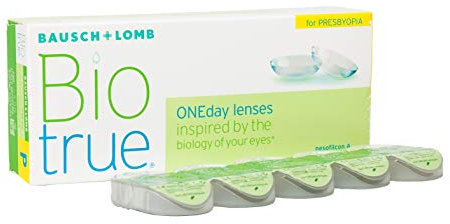 Bausch + Lomb Biotrue ONEday for Presbyopia Tageslinsen, Gleitsicht-Kontaktlinsen, weich, 30 Stück -01.50 Dpt, DIA 14,2 mm, BC 8,60, Add High