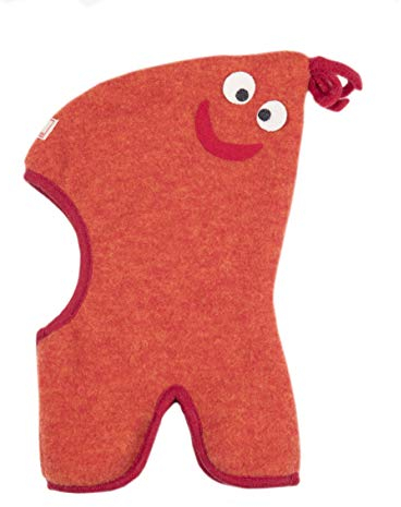 PICKAPOOH Mütze 100% Merinowolle Sturmhaube Baby Junge Mädchen Kinder Fleece Winter Max, Orange, 6.25