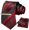 JEMYGINS Mode Blumen Krawatten und Einstecktuch mit krawattenklammer Sets für Herren, Dunkelrot, M