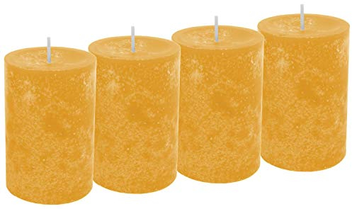 Unbekannt 4 Kerzen Stumpenkerzen Tischdeko Kerzendeko Herbst Deko Adventskerzen Gelb Senf