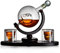 Set à whisky - Carafe en verre avec tête de mort - Pour whisky et absinthe - 2 verres à tête de mort et plateau en bois