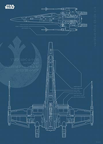 Komar Wandbild | Star Wars Blueprint X-Wing | Kinderzimmer, Jugendzimmer, Dekoration, Kunstdruck | ohne Rahmen | WB179-50x70 | Größe: 50 x 70 cm (Breite x Höhe), Blue