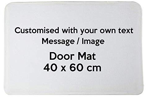 Personalised with your own text / image themed Velvet Door Mat Floor Dog Mate Big Small Custom Design Your own Door mat 40 x 60 cm / 45 x 75 cm non slip base mat, Floor Mat for Home. (40 x 60 cm)
