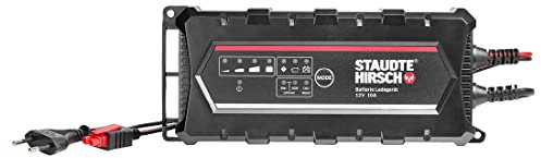 STAUDTE HIRSCH Batterie Ladegerät SH-3.150 12V 10A, mehrstufiges Ladeverfahren, für Autobatterie, Motorradbatterie, Blei-, Lithium und Calcium-Akku, Erhaltungsladegerät