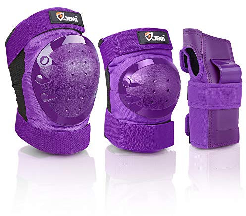JBM Ginocchiere per adulti/bambini Gomiti e protezioni per il polso Attrezzo protettivo completo per skateboard Skate Inline Equitazione Principiante Scooter Roller Skater