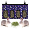 Kaninchen Heutasche Meerschweinchen Futterstation Futterspender Kleintiere Heutasche Futtersack für Hase Chinchilla Hamster Kleine Tiere (4 Fenster, Muster Lila)