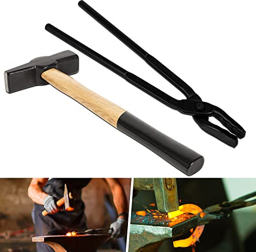 Verbessertes Schmiede-Wolfzangen- und professionelle Schmiedehammer-Set, ersetzt OEM#0000811-1000 Kreuz-Peen-Hammer (43,2 cm Set)