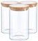Argon Tableware Scandi Storage Jars with Wooden Lids - 1000ml - 3 Pack - Modern Round Organisation Container Glass Jar for Kitchens, Pantry, Bathrooms, Utility Rooms