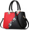 VARLIVOO Handtasche Damen Mittelgroß Elegant Taschen mit Blumenstickerei Leader PU Henkeltasche Frauen Schultertasche Shopper fur Reisen Büro Einkauf Rot
