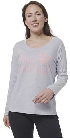 United Labels Pink Panther Schlafanzug für Damen Pyjama Set Langarm Oberteil mit Hose Grau/Schwarz (M)