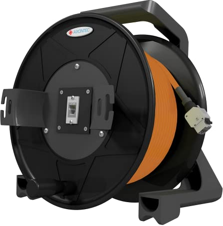 AIXONTEC 50 m Netzwerk Kabeltrommel CABELReel RJ45 Buchse zu RJ-45 Buchse 10 Gigabit LAN Kabel Netzwerkkabel 10000 Mbit Ethernet Cat.7 S/FTP Datenkabel Orange