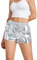 NewL Glänzende metallische sexy Damen-Shorts, hohe Taille, reflektierende Hose, glitzerndes Outfit, elastische Taille, Rave, Tanzparty, Silber, M