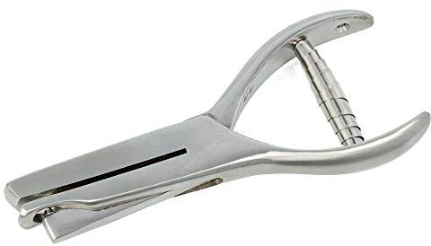 Labelident Etiketten Lochzange mit runder Kerbform - 3 mm Lochgröße - Kerbzange aus Edelstahl für Prüfplaketten, 48 mm Maultiefe, Kontrollzange