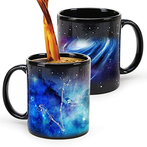 Magische Kaffeetasse, Fische Geburtstagsgeschenke, Zodiac Astrologie Constellation Cup 11oz, einzigartige Februar März Geschenke für ihren Freund.