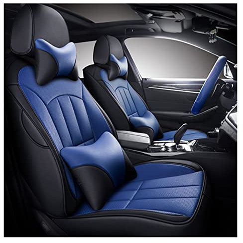 CIATRE Autoschonbezug Für Tesla Alle Modelle Für Model 3 Für Model S Für Model X Für Model Y Individueller Leder-Autositzbezug Sitzschutz (Farbe : Schwarz Blau, Größe : Deluxe Edition.)
