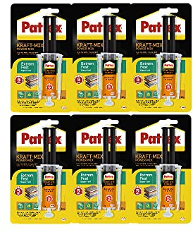 Pattex Kraft-Mix Extrem Fest, extrem starker Epoxidharz Kleber mit hoher Endfestigkeit, Modelliermasse für fast jedes Material, transparente Knete, 6x12g