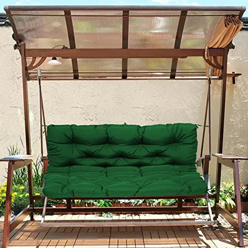 XIEMINLE Outdoor Swing Replacement Cushions Hammock Seat Bench Cushion with Backrest, Waterproof 10cm Thick Patio Seat Mat, 2 3 Seater Pad Canopy Furniture Pad,120x100x10cm,Green