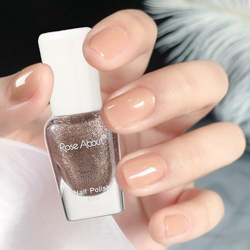 Peel Off Nail Polish - Quick Dry & Non-Toxic for Kids, Women, Toddlers, Teens, Girls - Natural Varnish, Water-Based Formula, No Cure Needed, No Odor (17-Glitter Nude)