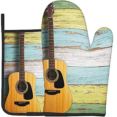 Nizza Gitarre Ofenhandschuhe Und Topflappen Set Für Küche Kochen Backen Grillen
