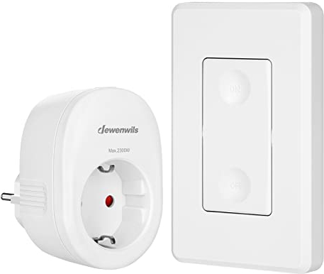 DEWENWILS Enchufe inalámbrico con mando a distancia, 16 A, 3680 W, interruptor inalámbrico para decoración navideña, 30 m de alcance, interruptor de pared inalámbrico, no requiere cable, 2300 W,