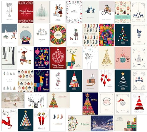 the lazy panda card company 50 unserer beliebtesten Weihnachtskarten mit 50 verschiedenen Designs mit Umschlägen aus recyceltem Kraftpapier (auf Englisch)