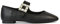 ESSEX GLAM Womens Flat Shoes Ladies Square Toe Diamante Buckle Strap Black Synthetic Leather Mary Jane Flat Walking Dolly Pumps Size 5