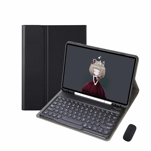 BaMmy Etui Clavier pour Samsung Galaxy Tab A7 10.4 2022 (SM-T500/T505/T507/T509) avec Souris, Coque Arrière en TPU Souple avec Clavier Détachable, Support pour Stylo S pour Tab A7 10.4,Noir