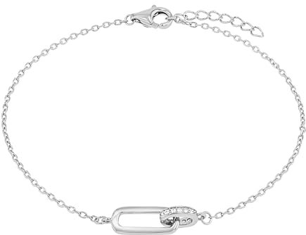 Amor Armband 925 Sterling Silber Damen Armschmuck, mit Zirkonia synth., 17+2 cm, Weiß, Kommt in Schmuck Geschenk Box, 2038271