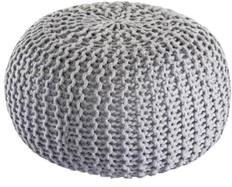 Amago home Pouf Outdoor ø 55 o. 45cm Bodenkissen Sitzpouf Hocker wetterfest pflegeleicht & nachhaltig Größe ø 45 cm, Farbe grau - Silbergrau