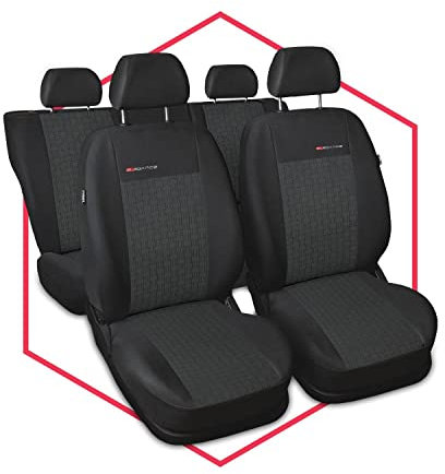 Sitzbezüge Maß Autositzbezüge kompatibel mit Dacia Sandero III (21-) Auto Zubehör Komplettset 5-Sitze Schonbezüge Sitzschoner Autobezug Sitzplatzbezüge Grau
