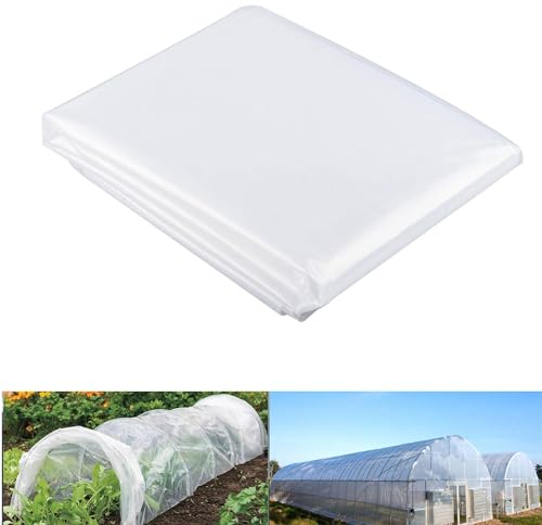 Extra-Spesso Telo per Serra Trasparente 2Mx4M,Copertura in Plastica della Serra,Resistente agli Strappi, Copertura Impermeabile Antivento del Polytunnel del Giardino per Piante all'aperto Fattorie