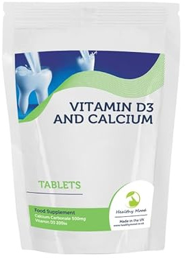 Calcium 500mg & Vitamin D 200IU 250 Tablets Bone Health & Strength Support Enhanced Absorption Formula Essential Nutrients for Adults