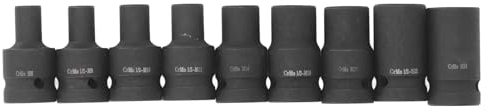 Jeu de 9 Douilles de Robinet, Adaptateur de Douille de Robinet à Entraînement 1/2 Pouce, Jeu de Douilles Carrées en Acier Cr-molybdène, M6, M8, M10, M12, M14, M18, M20, M22, M24