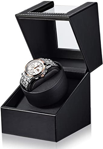 TOPWAY Single Automatic Watch Winder: 1 Watch Winder Box Bidirection Rotation for Women and Men Mechanical Watch - Battery Powered or AC Adapter