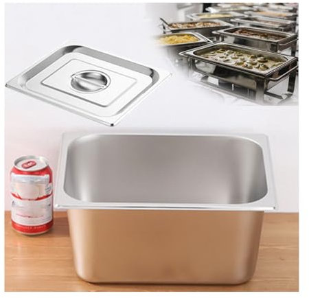 NJDQFA Mahlzeit Zutatenbehälters,Edelstahl Gastro Behälter GN Spülmaschinenfest,Stapelbar Tief Gastronormbehälter,1/2（32.5 * 26.5）,15cm1.2side