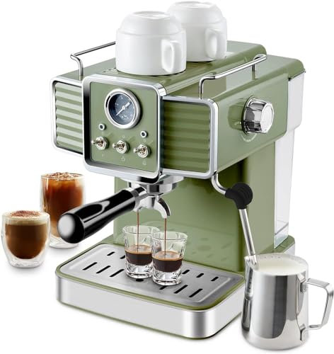 InfiniPower Máquina de café espresso de 15 barras con espumador de leche, cafetera profesional de 1350 W, cafetera profesional de 54 onzas, cafetera espresso con tanque de agua extraíble, capuchino,