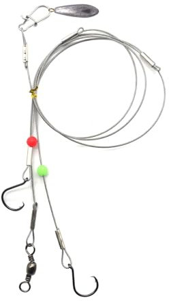 Circle Hook Rigs with 49 Strands Steel Leaders-Saltwater Surf Fishing Tackle Kit Heavy Duty Hooks 7 * 7 Strands Steel Wire with Nylon-Coating Leader… (Hook Size :1/0#)