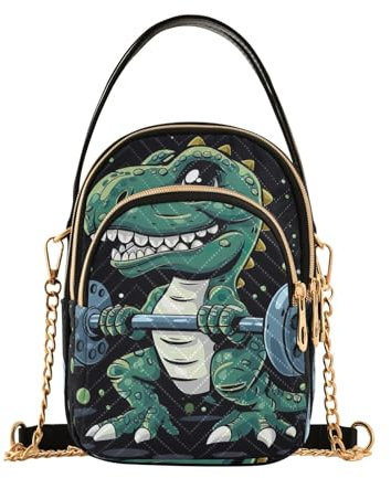GAIREG Kleine Schultertaschen für Damen, Umhängetasche, Damen-Handtasche, Dino Gewichte heben